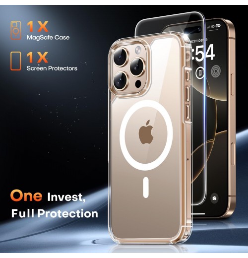 TAURI for iPhone 16 Pro Case 6. 3" 16 6. 3", A-Magnetic Clear