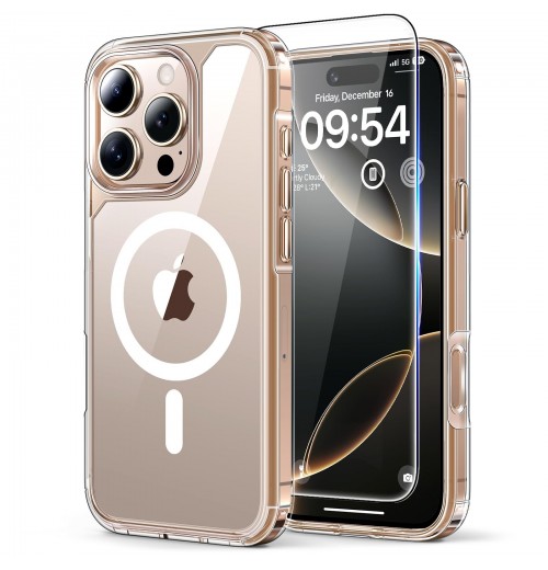 TAURI for iPhone 16 Pro Case 6. 3" 16 6. 3", A-Magnetic Clear