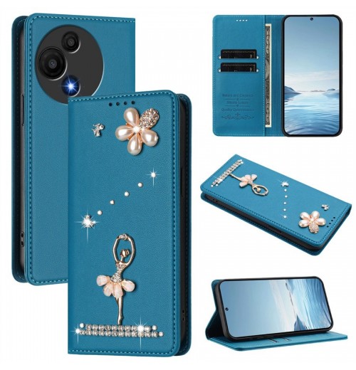 Phone Case Cover for TCL 605 505 503 501 403 Bling Ballet Girl Flip Wallet Case
