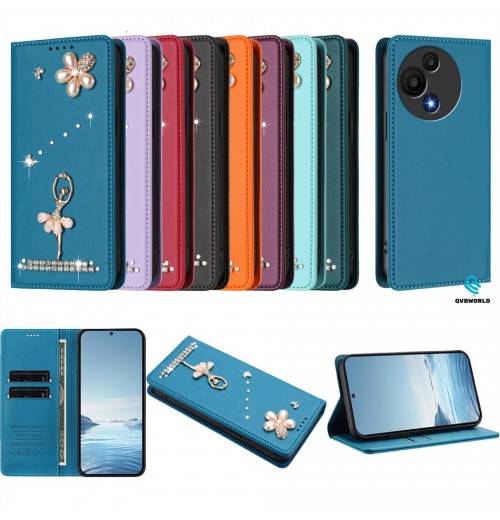 Phone Case Cover for TCL 605 505 503 501 403 Bling Ballet Girl Flip Wallet Case